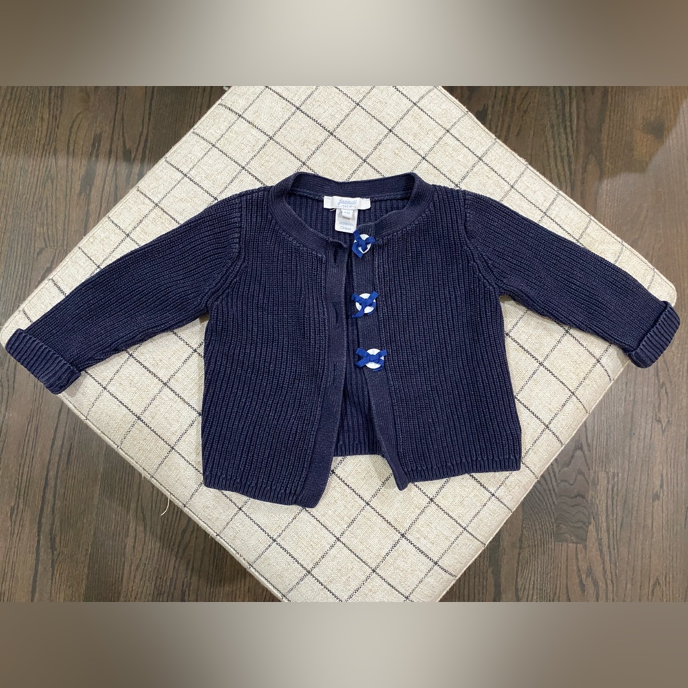 Navy blue Jacadi cardigan with bow buttons